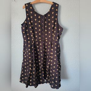 Eva Rose Bees Black and Gold Mini Dress